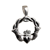 Silver 27x30mm Twisted cord top Claddagh Pendant