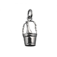 Silver 28x10mm Champaign bucket Charm