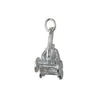 Silver 28x12mm moveable traction engine Charm
