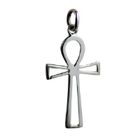 Silver 28x17mm plain pierced Ankh or Peace Cross