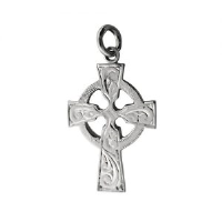 Silver 28x20mm hand engraved Celtic Cross