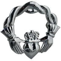 Silver 28x30mm twisted cord top Claddagh Brooch