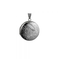 Silver 29mm hand engraved round Locket
