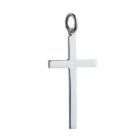 Silver 30x17mm plain Solid Block Cross