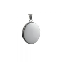 Silver 30x24mm flat oval plain Locket