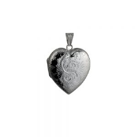 Silver 30x28mm hand engraved heart Locket