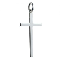Silver 31x16mm Plain Solid Block Cross