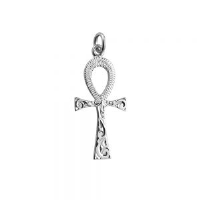 Silver 32x16mm hand Engraved Ankh Cross