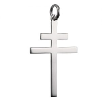 Silver 33x21mm plain Cross of Lorraine
