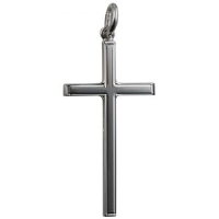 Silver 34x18mm Engine turned line border Solid Block Cross