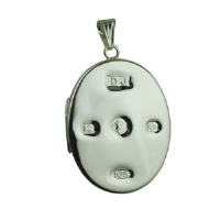 Silver 35x26mm plain display Hallmarked flat oval Locket