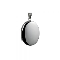 Silver 35x26mm plain oval 4 photo family Locket