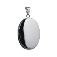 Silver 35x26mm plain oval Locket