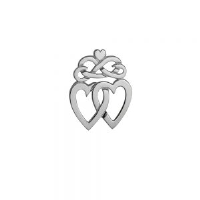 Silver 36x25mm Luckenbooth double Heart and Crown Brooch