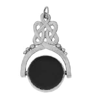 Silver 38x25mm Celtic rope top Fob Pendant set with 2 stones