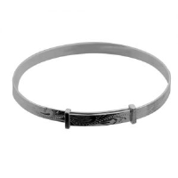 Silver 4.25mm wide hand engraved pattern expanding Baby Bangle Largest size 50mm