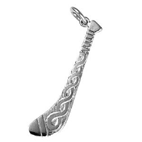 Silver 40x11mm hand Engraved Hurley stick Pendant