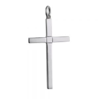 Silver 40x24mm engine turned centre square solid block Cross