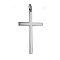 Silver 40x24mm Engine turned line border Solid Block Cross