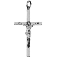 Silver 40x24mm Solid Block Crucifix Cross