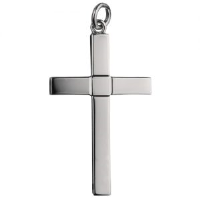 Silver 40x25mm engine turned centre square block Cross