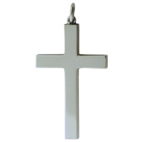Silver 40x25mm plain Solid Block Cross