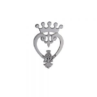 Silver 44x27mm Luckenbooth Heart and Crown Brooch
