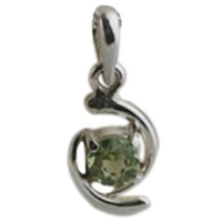 Silver 4mm round Peridot Pendant