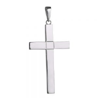 Silver 55x33mm engine turned centre square solid block Cross on a bail loop