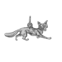 Silver 6x23mm running Fox Pendant or Charm