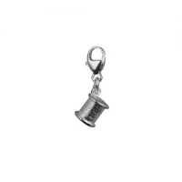 Silver 6x7mm seamstress's cotton reel charm on a lobster trigger