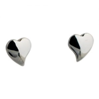 Silver 8x8mm plain heart shaped stud Earrings