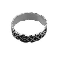 Silver oxidized 6mm celtic Wedding Ring Sizes R-Z