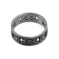 Silver oxidized 6mm pierced celtic Wedding Ring Sizes H-Q