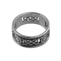 Silver oxidized 8mm pierced celtic Wedding Ring Sizes L-Q