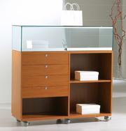 Wooden Display Counters With Glass Top For Product Displays