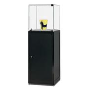 Pedestal With Glass Top And Hinged Door Storage