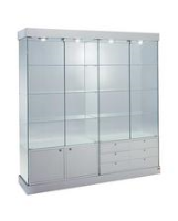 Lockable Glass Display Case With Storage For Jewellery Displays