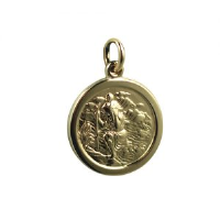 14ct Yellow gold on Silver 20mm round St Christopher Pendant