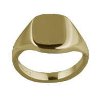 18ct Gold 12x10mm solid plain cushion Signet Ring Sizes J-S