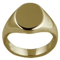 18ct Gold 13x10mm solid plain oval Signet Ring Sizes I-W