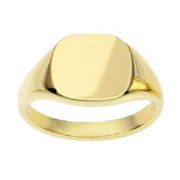 18ct Gold 13x13mm plain cushion solid Signet Ring Sizes R-W