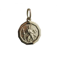 18ct Gold 13x15mm plain dodecagonal St Christopher Pendant