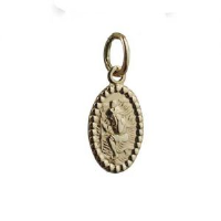 18ct Gold 13x8mm oval beaded edge St Christopher Pendant