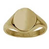 18ct Gold 14x12mm solid plain oval Signet Ring Sizes N-W