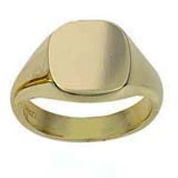 18ct Gold 14x13mm plain solid cushion Signet Ring Sizes R-W