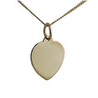 18ct Gold 14x14mm plain heart Disc Pendant with a 1mm wide curb Chain 20 inches