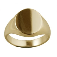 18ct Gold 16x14mm solid plain oval Signet Ring Sizes R-W