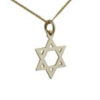 18ct Gold 17x17mm plain Star of David Pendant with a 1mm wide curb Chain