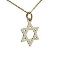 18ct Gold 17x17mm plain Star of David Pendant with a 1mm wide curb Chain 20 inches